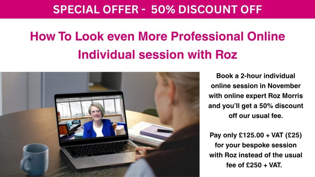 how to look even more professional online individual training session with Roz Morris