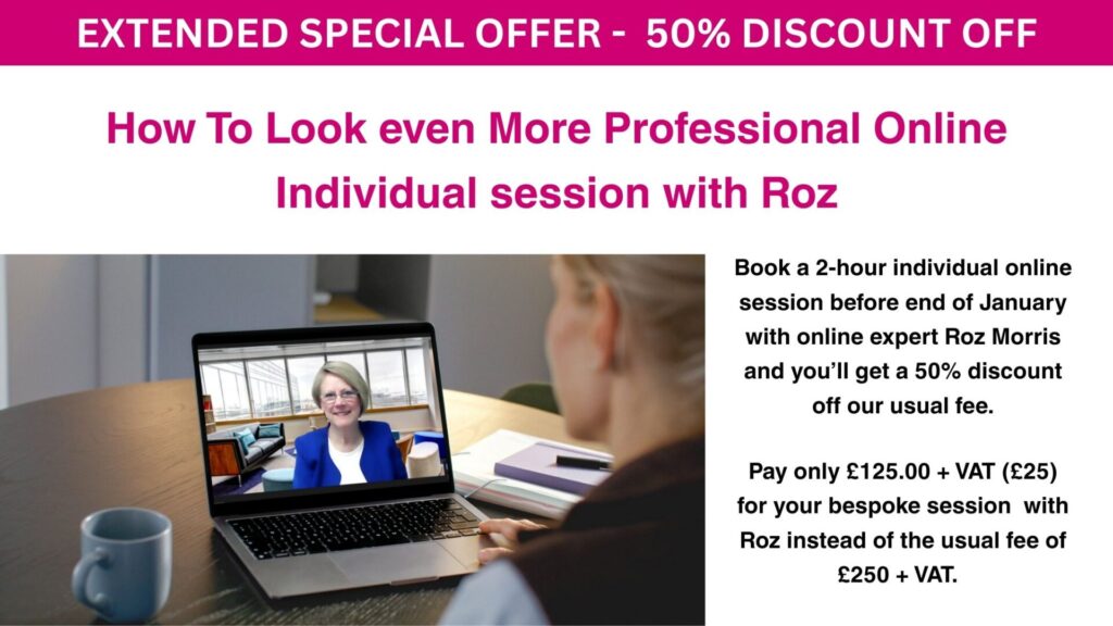 how to look even more professional online individual training session with Roz Morris
